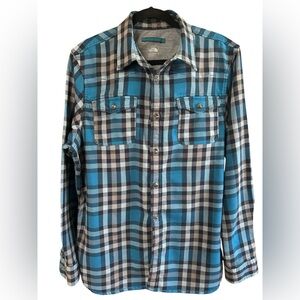 The North Face Gorpcore Cabincore Blue Plaid Flannel Shacket Men’s Large